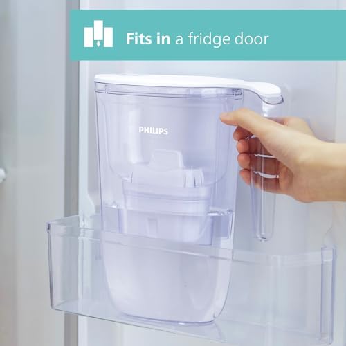 Philips - Water Filter jug + 4 Replacement Filter cartridges Softening + Up to 50% Reduction in Water Hardness, Fast Flow, White, 2.6 litres, Electronic Timer (Packaging May Vary) - Image 5