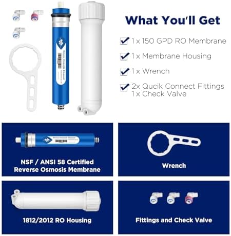 Membrane Solutions 150 GPD RO Membrane and 1812 Housing Kit - Image 2