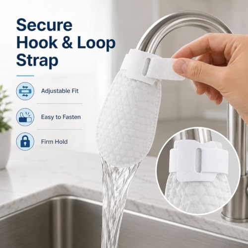 110 PCS Faucet Filter Bag,Faucet Filter Cotton Bag Set with 10 Fastening Bands and 1 Magic Sticker Strip, Easy Install Tap Water Filtration Accessories for Kitchen Bathroom Sink - Image 5