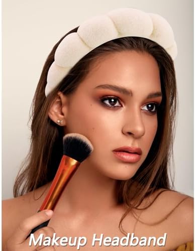 VELSCRUN 6 Pack Spa Headband, Makeup Headband, Face Wash Headbands, Skincare Headbands, Brown Sponge Hair Band Bow Tie Spa Head Band for Washing Face Wristband Set Hair Accessories for Women - Image 3