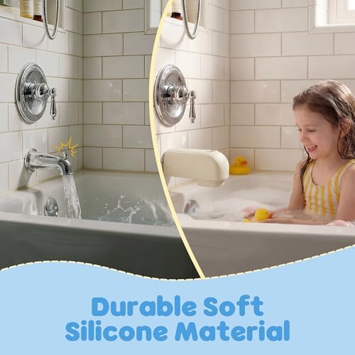 Roslim Faucet Cover Bathtub for Baby, Silicone Tub Spout Cover, Faucet Protector for Kids, Bath Spout Guard for Baby, Toddler Faucet Cover, Water Spout Cover for Child Safety, Universal Fit, Ivory - Image 4