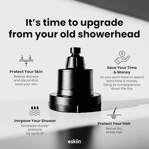 Eskiin Filtered Shower Head - Best Shower Head With Filters For Healthy Hair & Skin - High Pressure Water Softener For Hard Water - Reduce Dandruff, Protect Colored Hair, And Soothe Dry Skin (Black) - Image 7
