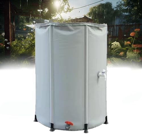 Foldable Rain Barrel Water Collection System with Stand Tap and Zipper Cover Gray 250L Capacity by Unknown
