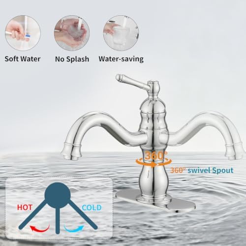 Chrome Bathroom Faucet, 360° Swivel - Image 4