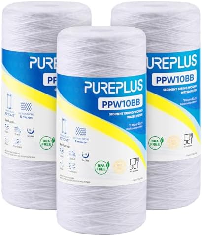 PUREPLUS 5 Micron 10 x 4.5 Whole House Water Filter for Well Water 3 Pack by PUREPLUS