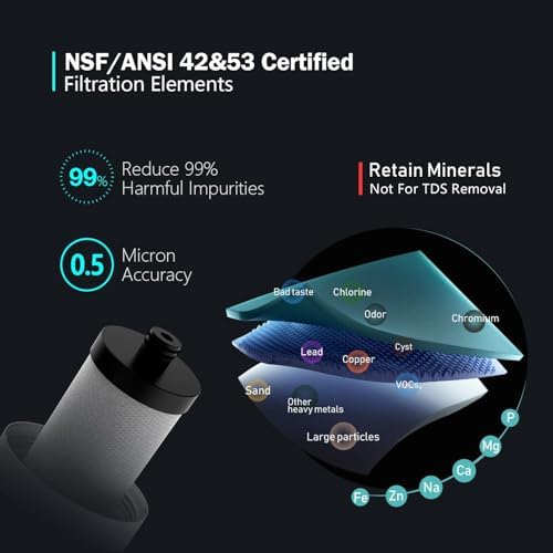 Frizzlife SW20 Under Sink Water Filter System, NSF/ANSI 53&42 Certified, 0.5 Micron Reduces 99.99% Lead, Chlorine, Bad Taste & Odor, Direct Connect Water Filter, 3 Years High Capacity, USA Tech - Image 2