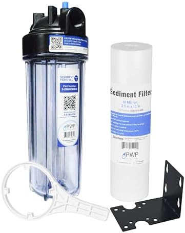 Sediment Water Filtration System with Clear 2.5X 10" Housing 3/4 "Ports, Removes Dirt, Sand, Silt and Rust by ProWaterParts