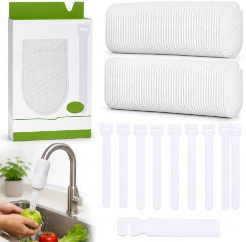110 PCS Faucet Filter Bag,Faucet Filter Cotton Bag Set with 10 Fastening Bands and 1 Magic Sticker Strip, Easy Install Tap Water Filtration Accessories for Kitchen Bathroom Sink by Unknown