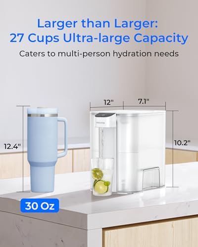 Waterdrop ED04W-L Mega Electric Water Filter Dispenser, Large 27-Cup, White - Image 3