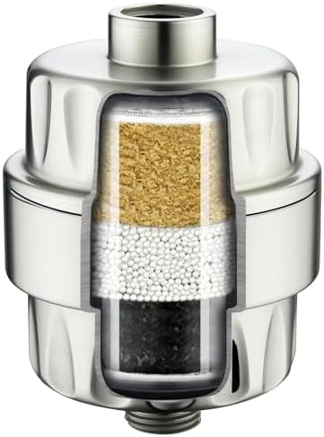 BRIGHT SHOWERS Shower Filter, High Output Shower Head Filter, 3-Stage Filtration for Hard Water & Chlorine Removal, Improves Skin, Hair & Nails, Universal Fit, Brushed Nickel by BRIGHTSHOWERS