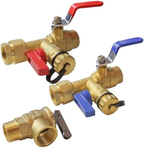 Xiny Tool 3/4-Inch IPS Isolator Tankless Water Heater Service Valve Kit with Pressure Relief Valve, Clean Brass by XinyTool