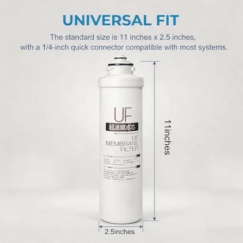 3 11-in snap-on UF ultrafiltration Membrane cartridges with 1/4-in Quick-Connect Fittings; Universal Replacement Pack Under-Sink and countertop Water Systems - Image 2