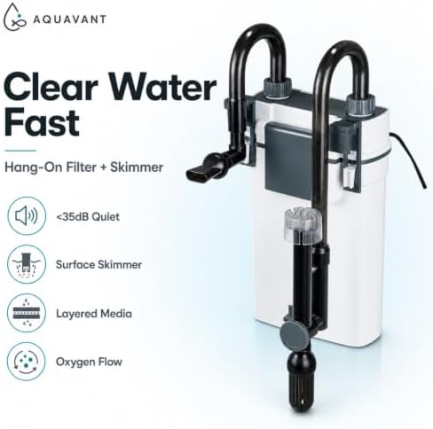 Aquarium Filter for 10-40 Gallon Fish Tank, Quiet Hang On Back Canister Filter with 3-Stage Filtration, Surface Skimmer External Filter for Freshwater Fish & Turtle Tanks - Image 2