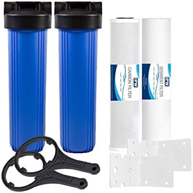 IPW Industries Inc 2 Stage Whole House Water Filter System w/ 20-Inch Full Flow Housing -1 Inch Inlet/Outlet and 4.5"x20" 5 Micron PP + Carbon Filters by Isopure_WaterIPWINDUSTRIES