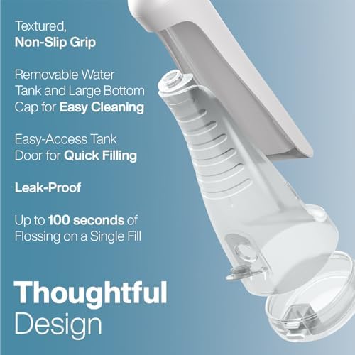 AquaSonic Aqua Flosser PRO - Rechargeable Electric Cordless Water Flosser for Teeth, Gums & Tongue - Waterproof Modern Design, 300ml Large Tank, 3 Modes, 6 Jet Tips, Deluxe Tongue Nozzle - Optic White - Image 5