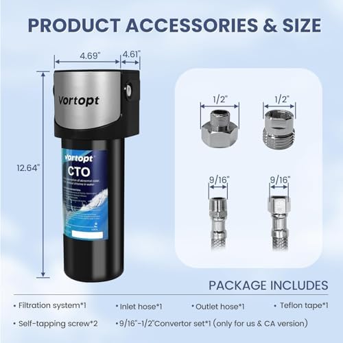 Vortopt Q7 19000 Gallon Sink Water Filter, Reduces Chlorine, Lead, Black - Image 6