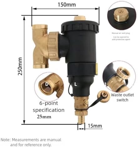 Magnetic Central Water Heater Filter with Stainless Steel Mesh, Engineering Plastic and Brass Housing, Threaded Connection DN20-DN32, for Boiler Sludge Separator and HVAC System(DN20/3/4 female) - Image 2