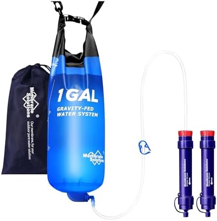 Membrane Solutions 1 Gallon Gravity Water Filter with 1 Pack S2 Water Filter Straw by MembraneSolutions