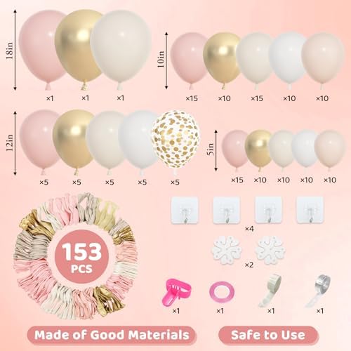 Amandir 153pcs Dusty Pink and Gold Balloon Garland Arch Kit Different Sizes - Image 2