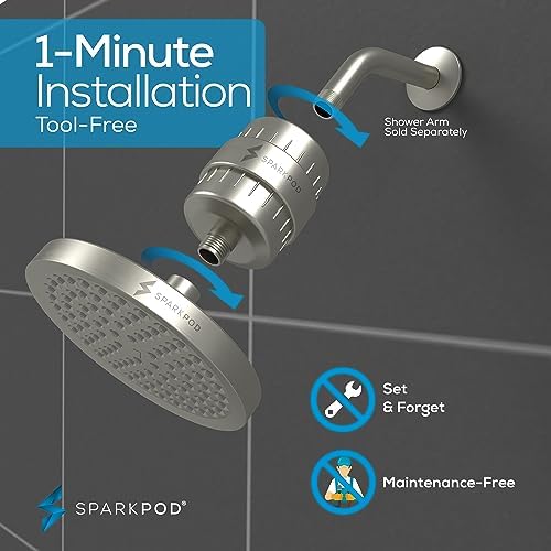 SparkPod Filtered Shower Head, 23-Stage, 6" Round, Brushed Nickel - Image 5