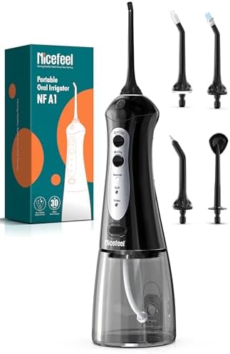 Nicefeel Water Dental Flosser Teeth Pick - Fast Charge Cordless Teeth Cleaner, 3 Modes Portable Oral Irrigator, IPX7 Waterproof Electric Water Dental Flosser for Tonsil Stone, 300ML Tank by NicefeelaProfessionalWaterFlosserProvider