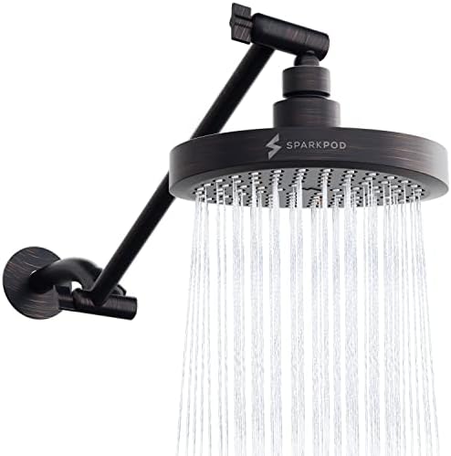 SparkPod 6" Round Rain Shower Head with 11" Shower Arm by SparkPod