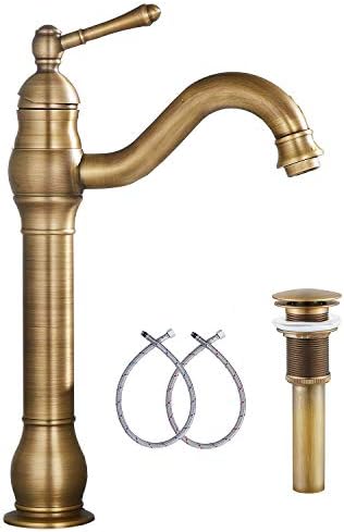 Antique Brass Bathroom Vessel Sink Faucet Single Handle by GGStudy