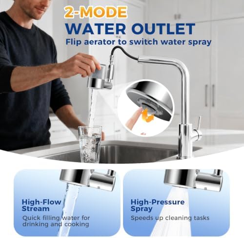 KLLEYNA Pull Down Faucet Filter 720 Swivel,99% Chlorine Reduce,NSF/ANSI 372 - Image 5