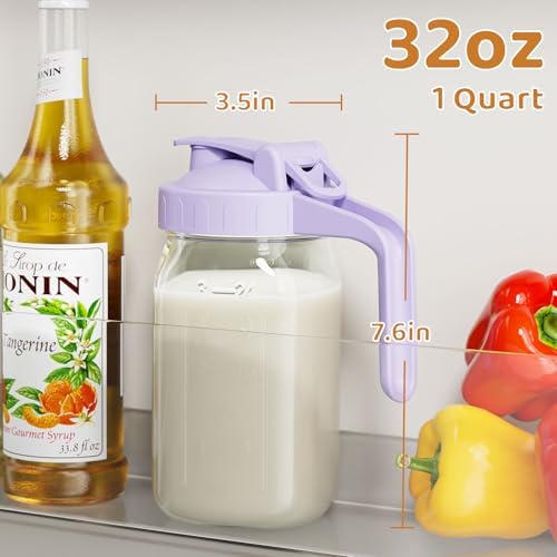 32 oz Breast Milk Pitcher, Glass Mason Jar Pitcher with Lid - Image 2