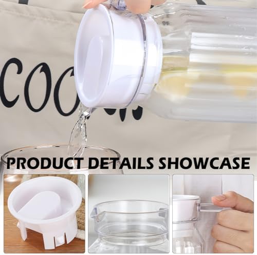 DOERDO Plastic Pitcher with Lid, Broken Resistant Beverage Jugs, Ice Cold Juice Jug for Homemade Juice Iced Tea Milk Beverage, 3.3X6.2Inch, 600ML - Image 3