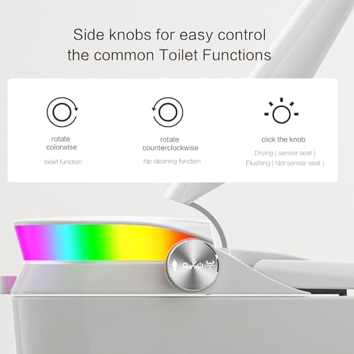 Smart Toilet, One Piece Bidet Toilet for Bathrooms, Toilets with Warm Water Sprayer & Dryer, Foot Sensor Operation, Heated Bidet Seat, Tankless Toilets with Fahrenheit LED Display - Image 3