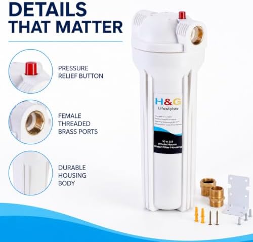 H&G Lifestyles Garden Hose Water Filter Housing 10" x 2.5" - Image 2