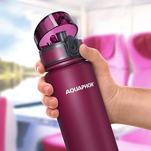AQUAPHOR City Water Filter Bottle 17 oz | Reusable & Portable Filtered Water Bottle | BPA-Free | Perfect for Camping, Travel, Indoor & Outdoor Use | Ruby Red - Image 2
