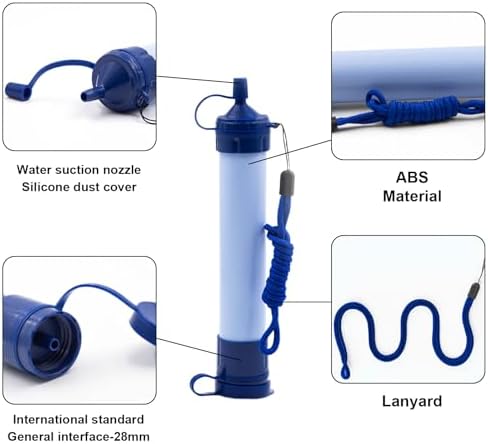 Water Filter Camping, Personal Backpacking Water Filter Straw Portable for Hiking Travels (Light Blue) - Image 4