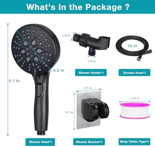 GwernKB Handheld Shower Head with ON OFF Switch & 79in Stainless Steel Hose - Image 6