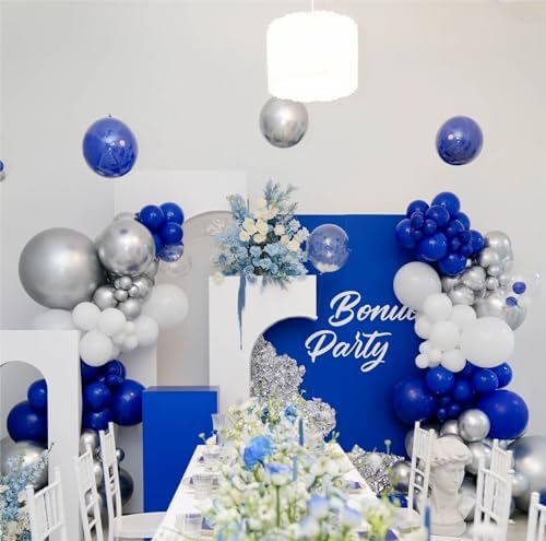 136pcs Blue White Silver Balloon Garland Kit - 18/12/10/5 Inch Balloons - Image 6