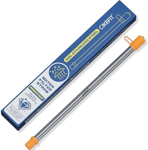 Personal Survival Straw.316L Stainless Steel Reusable Water Filter Straw Portable Water Purifier Straw for Camping Hiking Backpacking Travel, Emergency Survival Gear(Orange,1Pcs) by Unknown