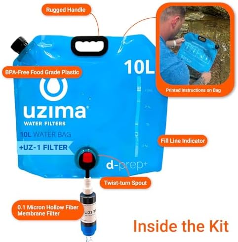Uzima D-Prep Plus 10L Gravity Water Bag & Bladder with UZ-1 Filter - Image 4