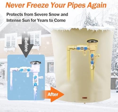TOHONFOO Backflow Preventer Cover, Pipe Freeze Insulation, 28"Wx44"H, Beige - Image 3