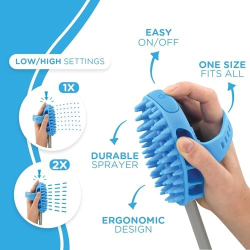 Aquapaw Dog Bath Brush Pro & Dog Shower Attachment - Large Silicone Rubber - Sprayer & Scrubber in One with 8ft Hose Attachment & Shower Wand for Bathing - Pet Bath Supplies - Image 2