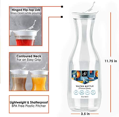 DecorRack 50 oz Water Carafe with Flip Top Lid, BPA-Free Plastic (1 Pack) - Image 4