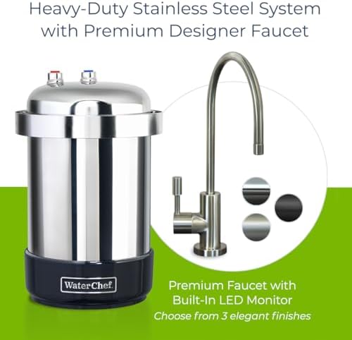 WaterChef Premium Under-Sink Water Filtration System U9000 with Intelligent Monitor & Designer Faucet (Matte Black) | NSF/ANSI Certified 78 Contaminants | 1,000-Gallons | Stainless Steel | Made in USA - Image 4