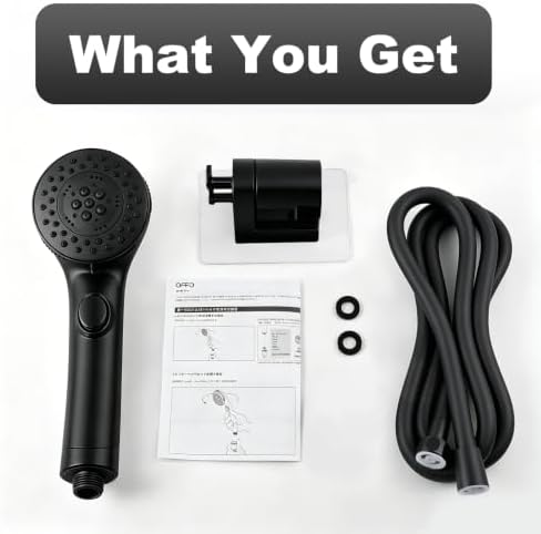 OFFO Handheld Shower Head with Shower Head Holder, 5 Mode Handheld Shower Head with On Off Switch for Water Saving, High Flow Powerful Boosting Showerheads with 60" PVC Hose, Matte Black - Image 6