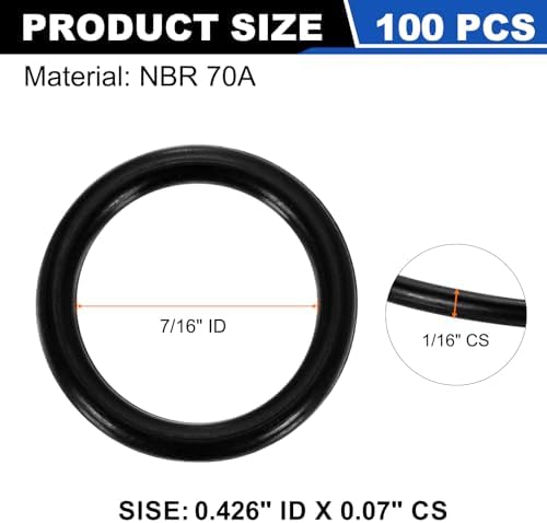 uxcell 100Pcs AS-013 NBR 70A O-Rings 7/16"ID x 1/16"CS/0.426"ID x 0.07"CS - Image 2