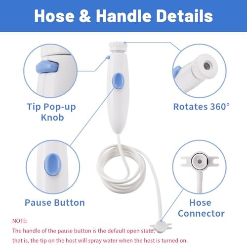 Replacement Hose and Handle Parts Compatible with Waterpik Water Flosser WP-100 WP-140 WP-150 WP-900 Series Oral Irrigator, Plastic Handle, Oral Hygiene Accessories (Pause Button) - Image 4