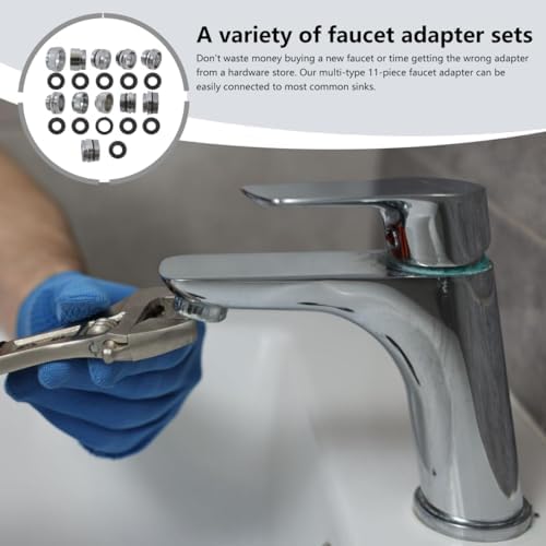 [2025 New] 11 Pcs Faucet Adapter Kit Male Female Sink Faucet Adapter Kitchen Sink Brass Aerator Adapters Suitable for Connecting Removable Sink Aerator Faucets - Image 4