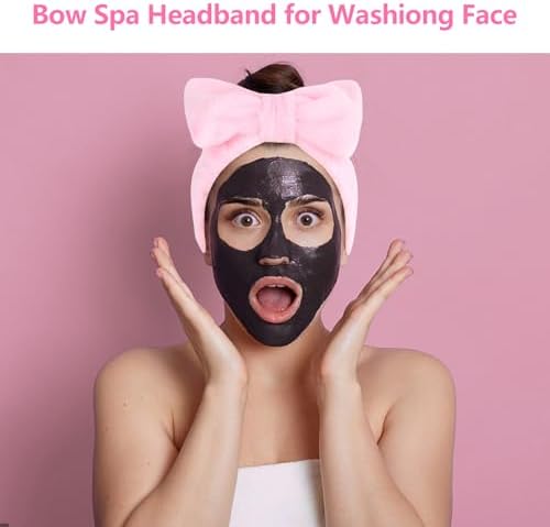 Ondder 8 Pack Makeup Headband Black and Pink Spa Headband Skincare Headbands for Washing Face - Image 4