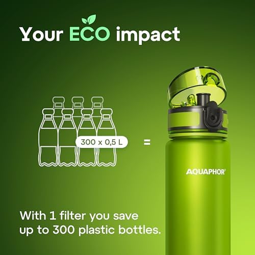 AQUAPHOR City Water Filter Bottle 17 oz | Reusable & Portable Filtered Water Bottle | BPA-Free | Perfect for Camping, Travel, Indoor & Outdoor Use | Green - Image 5