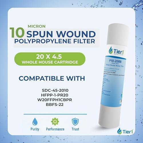 Tier1 10 Micron 4.5" × 20" Sediment Water Filter Replaces SDC-45-2010, 2-pk - Image 2