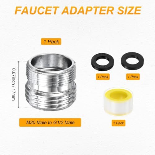 M METERXITY 1-Pack Faucet Adapter, M20 Male to G1/2 Male, for Kitchen - Image 3